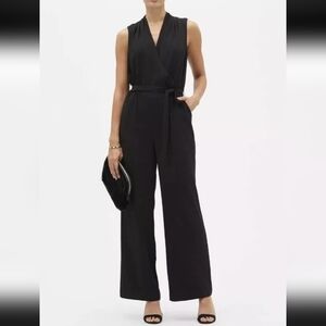 Banana Republic Factory Black Crossover Wrap Wide Leg Jumpsuit – Size 14 – NWT